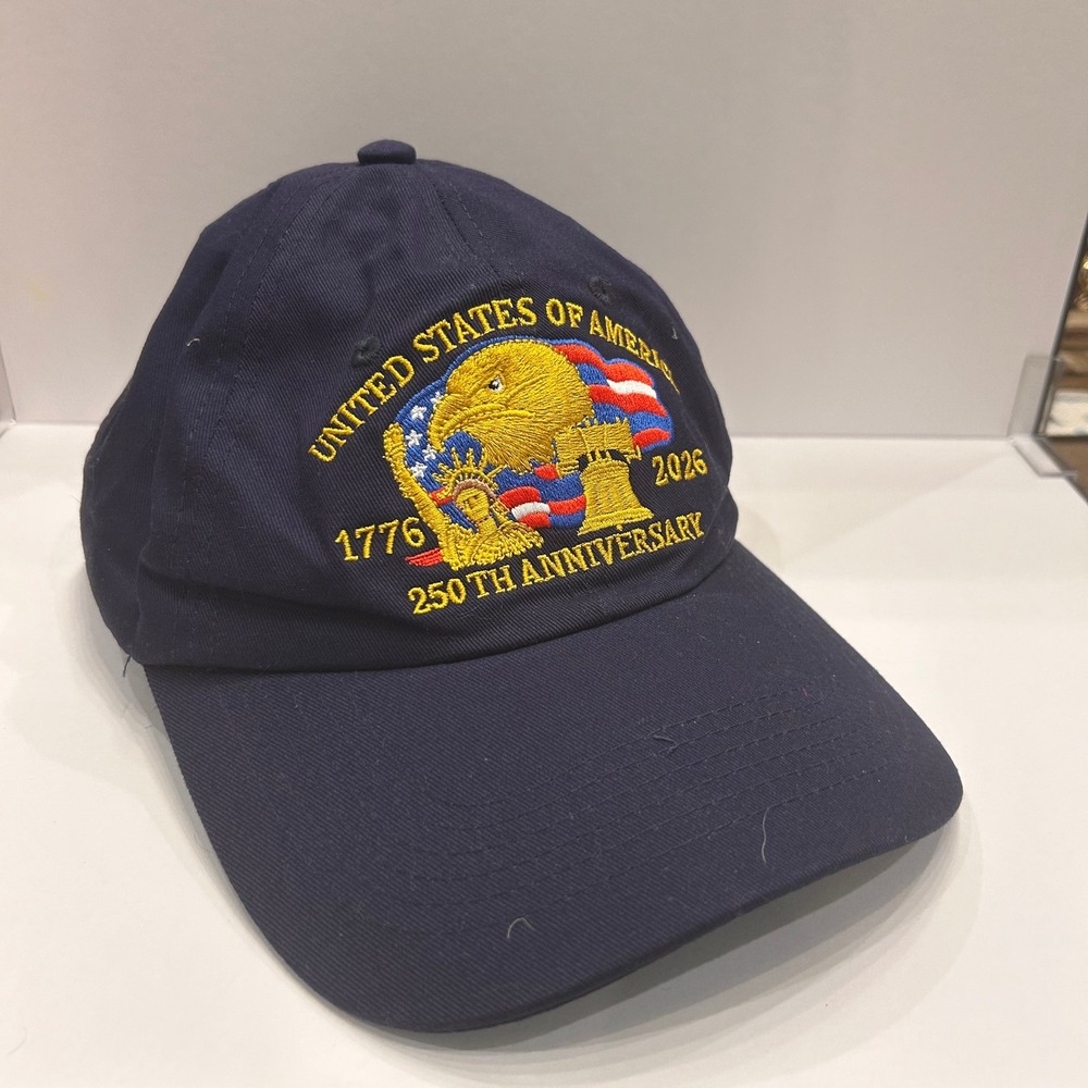 USA 250th Anniversary 1776-2026 Hat Patriotic Embroidered Dad Cap Navy Patriotic